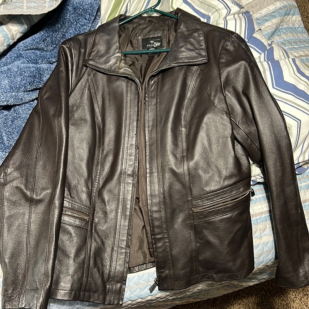 Brown leather jacket